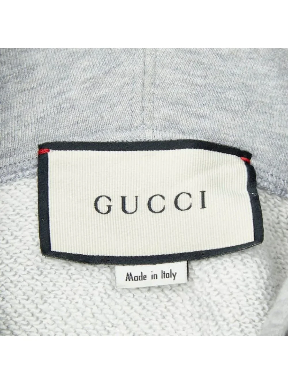 Gucci Logo Print Hoodie Pullover Gray Cotton